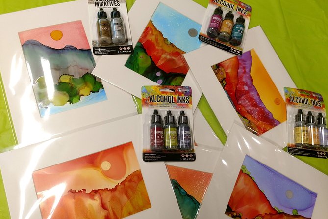Alcohol Ink Landscape Art Class in Estes Park - Learning from Natalie: patient guidance with room to create